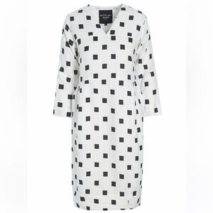 Bitte Kai Rand white linen dress with black squares